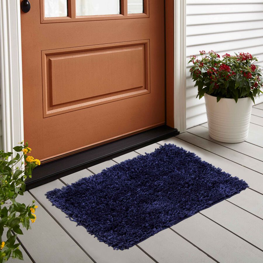 Anti-Skid Blue Polyester Door Mat, , large image number null