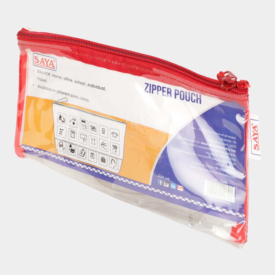 Plastic Pencil Pouch, Transparent, 24.5 cm X 12 cm X 0.4 cm, Zipper Bag, , large image number null