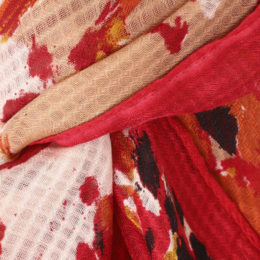 Women's Red Viscose Scarf, , large image number null