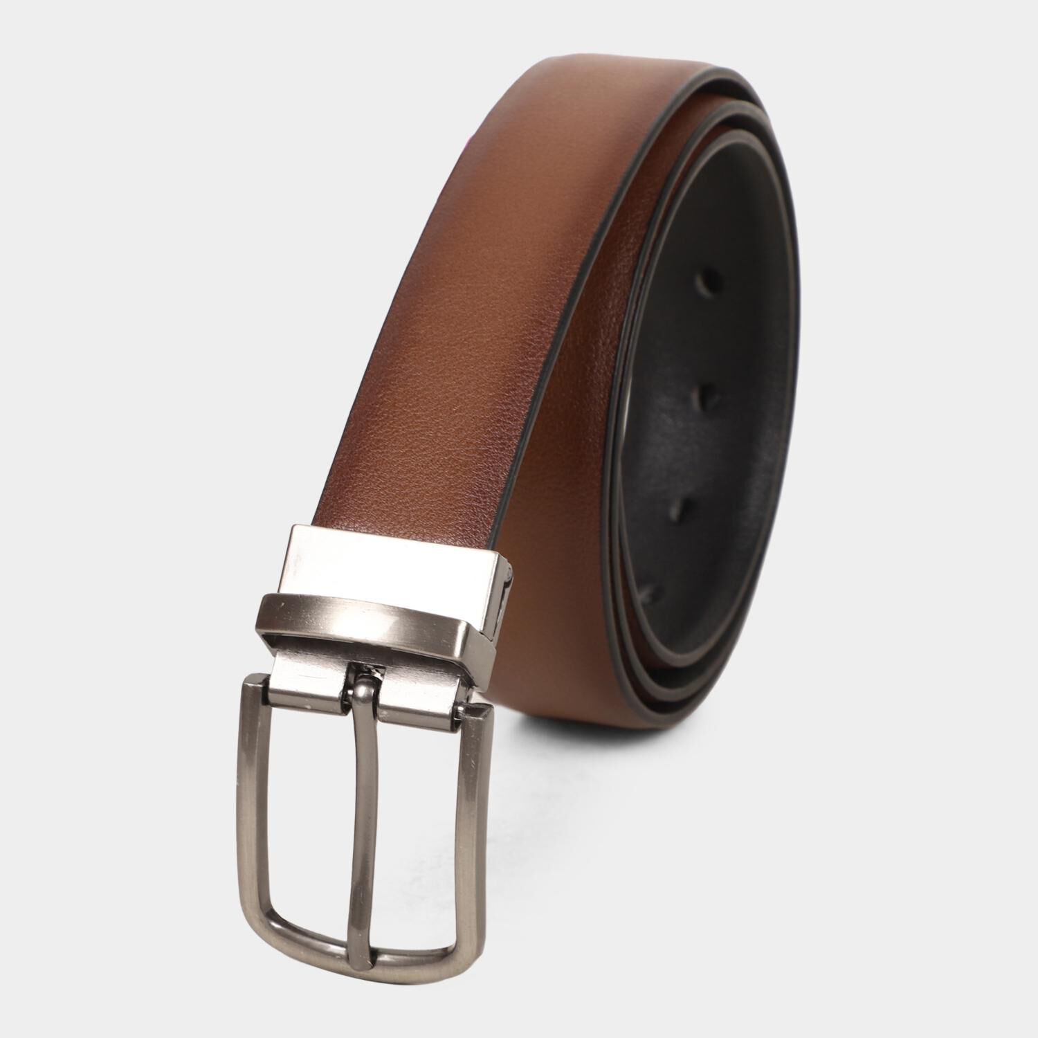 Black Tie                         Men's Brown Polyurethane Formal Belt
