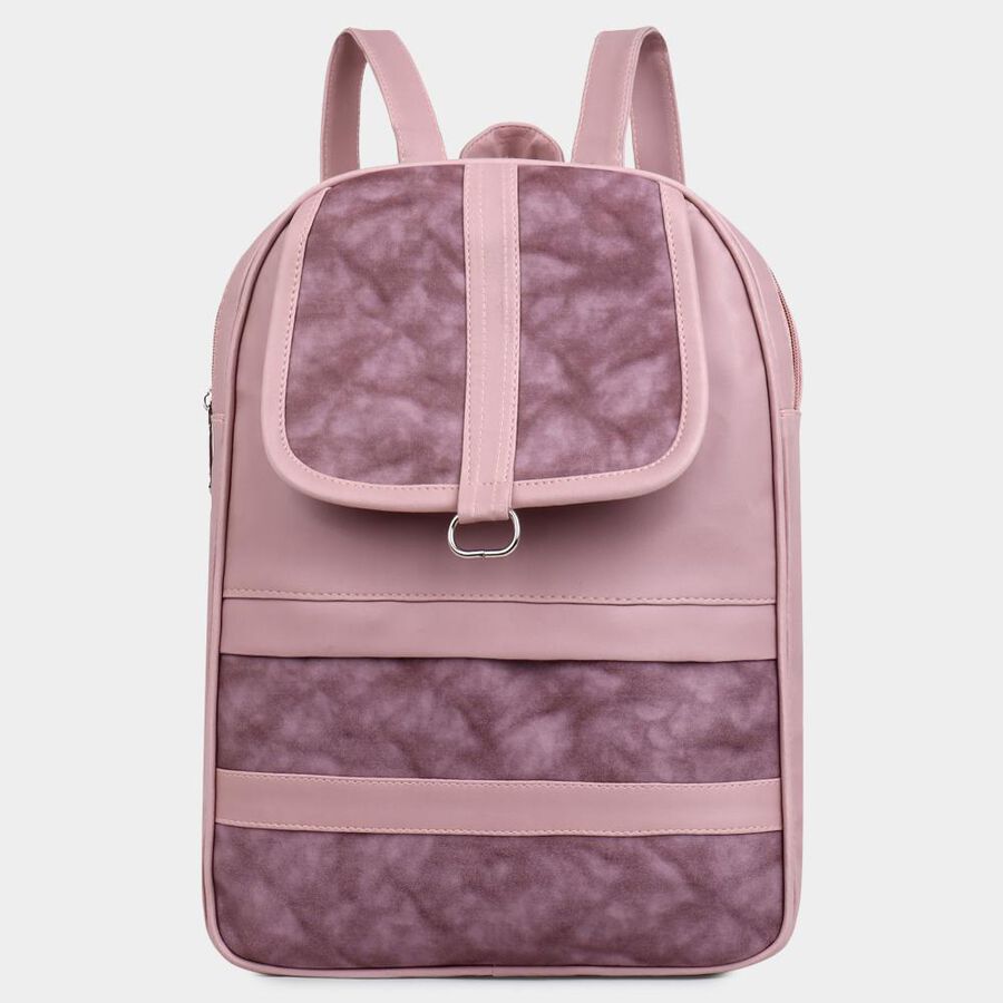 Women's Pink Polyurethane Backpack, , large image number null