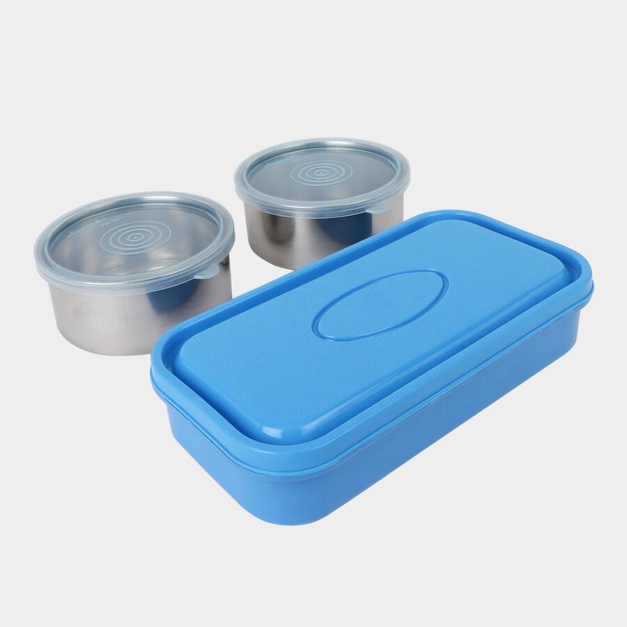 Steel Lunch Box, 3 Containers And 1 Bag, , large image number null