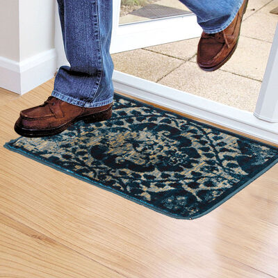 Blue Polyester Printed Door Mat