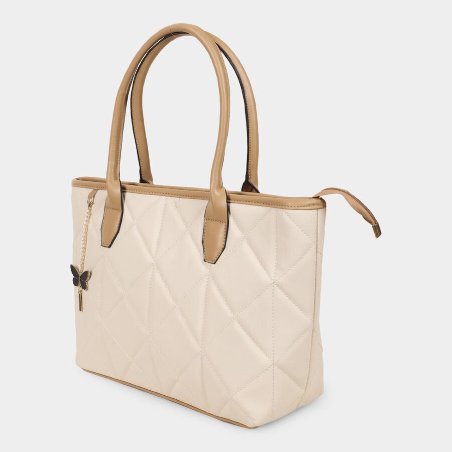 Women's Beige Polyurethane Tote Bag, , large image number null