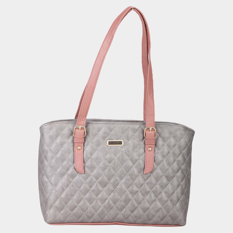 Women's Grey Polyurethane Tote Bag, , large image number null