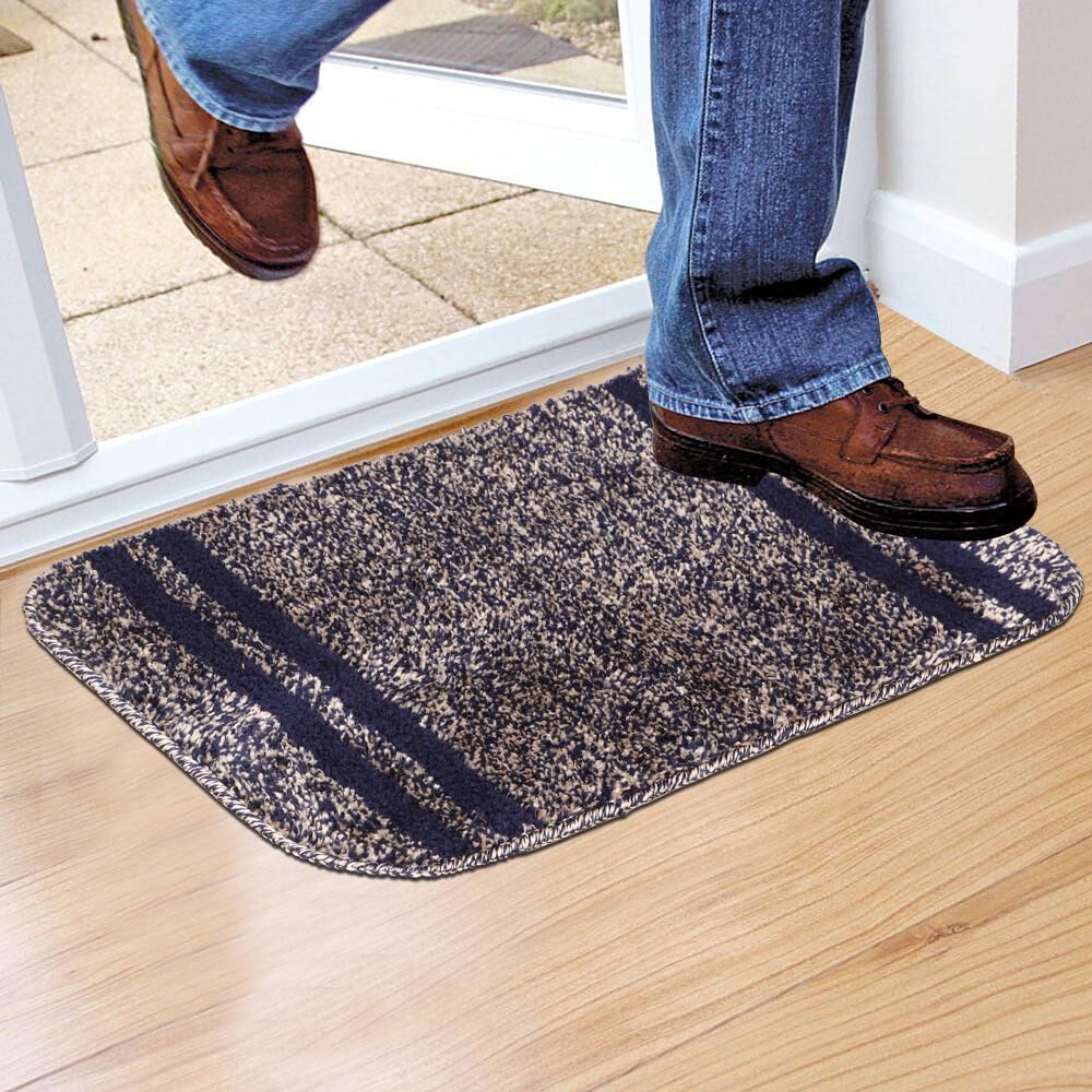 Home Beautiful                         Anti-Skid Blue Polyester Door Mat