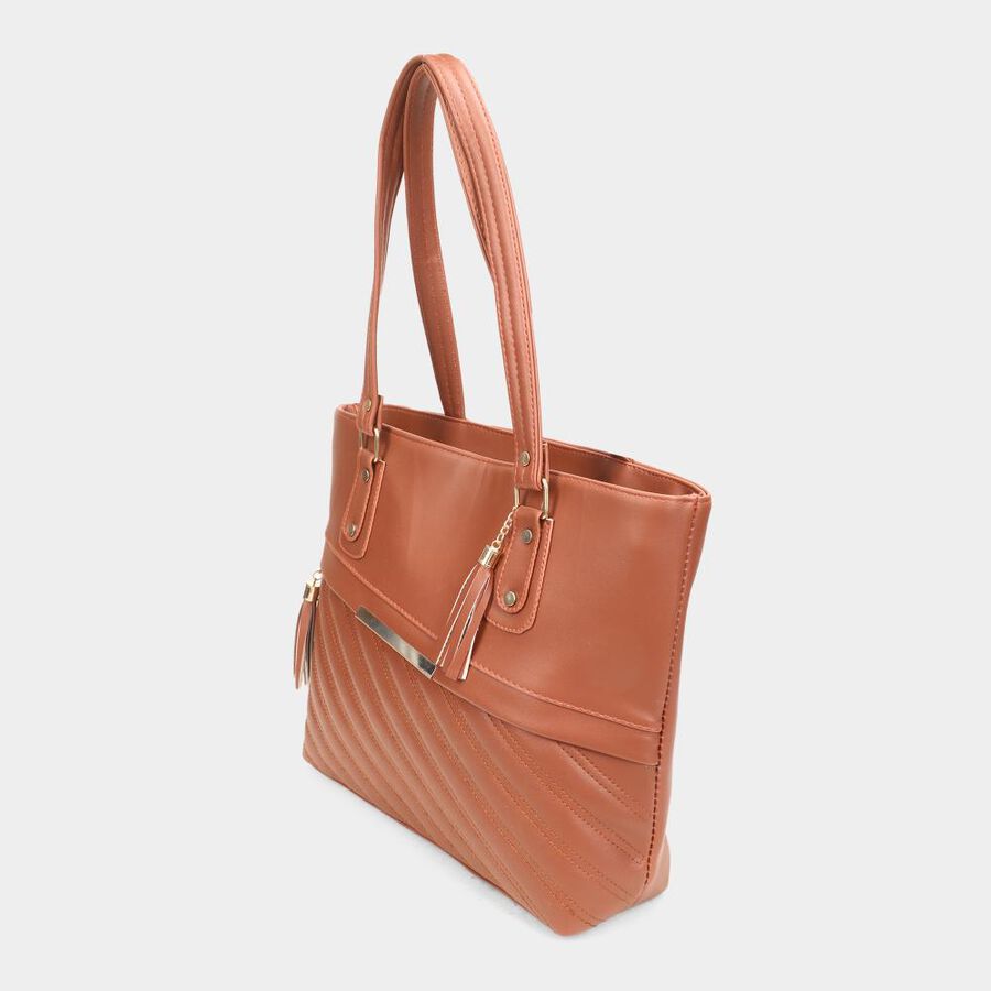 Women's Tan Polyurethane Tote Bag, , large image number null