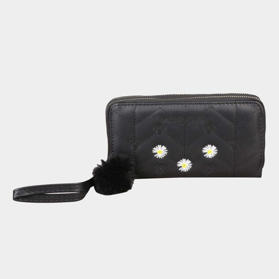 Women's Black Polyurethane Clutch Bag, , large image number null