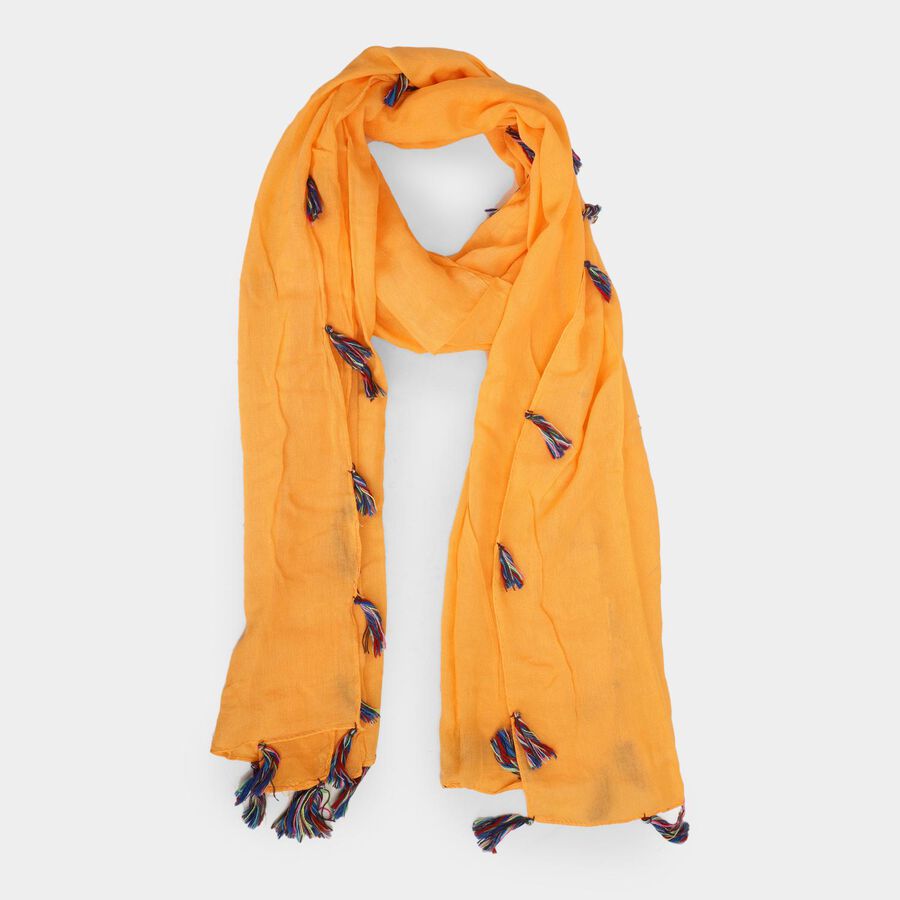 Women's Yellow Viscose Scarf, , large