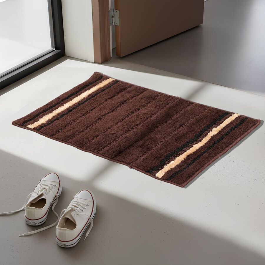 Anti-Skid Brown Polyester Door Mat, , large