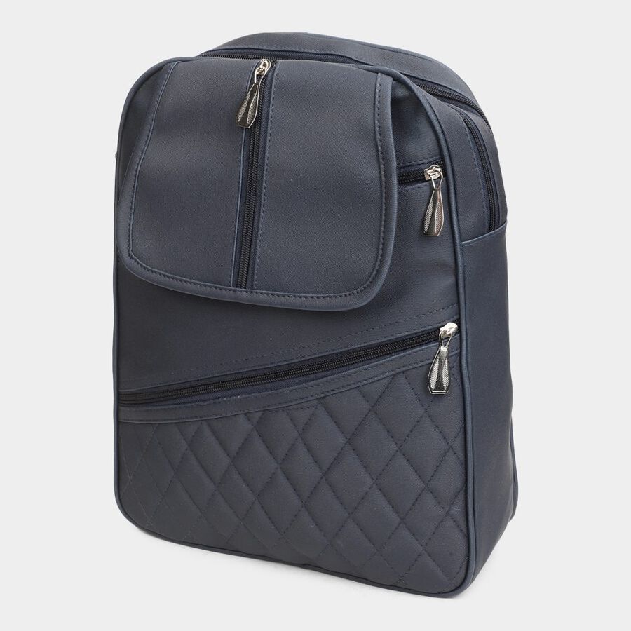 Women's Blue Polyurethane Backpack, , large image number null