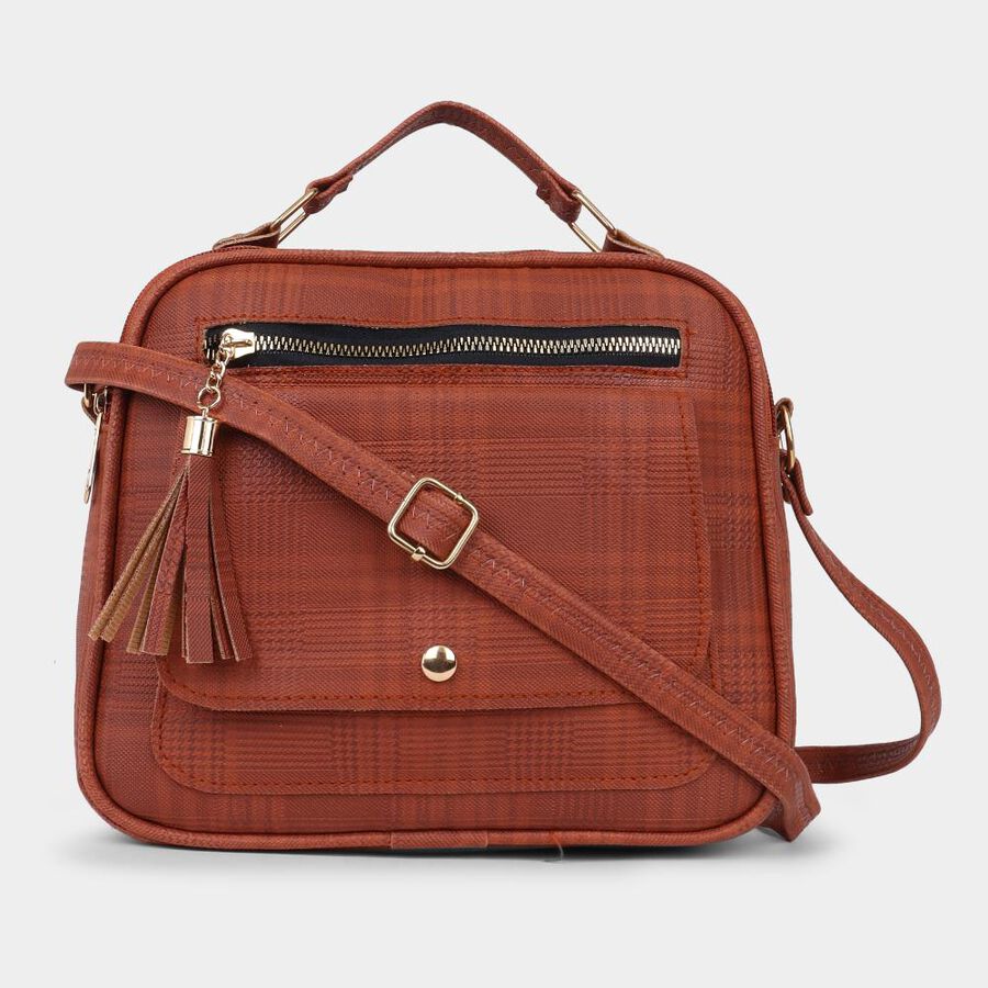 Women's Tan Polyurethane Sling Bag, , large image number null