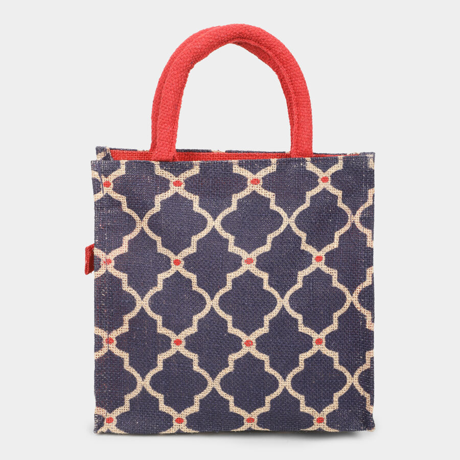 Dark Blue Printed Jute Bag, , large image number null