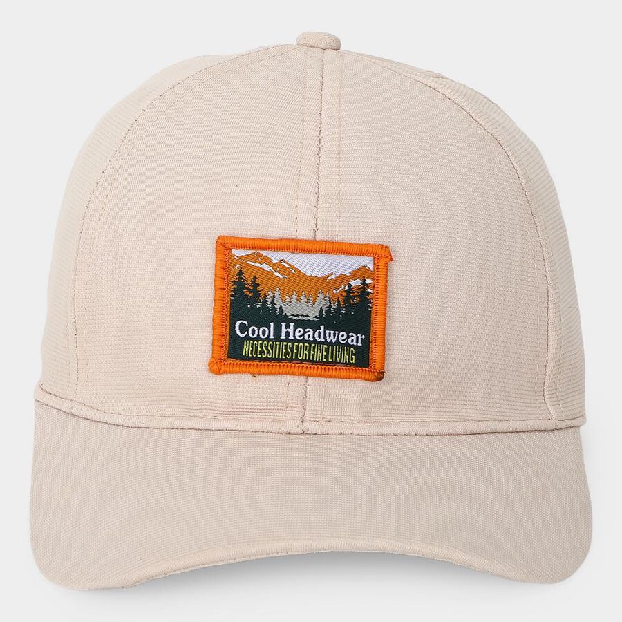 Men's Beige Fabric Caps, , large