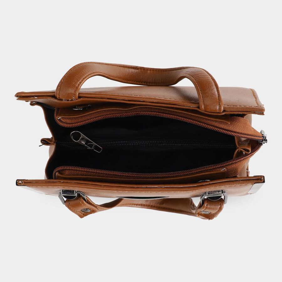 Women's Tan Polyurethane Handbag , , large