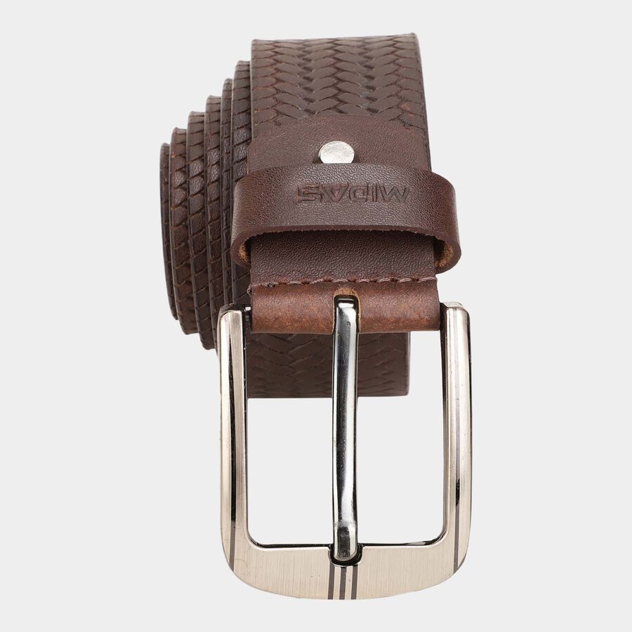 Men's Brown Leather Casual Belt, , large image number null