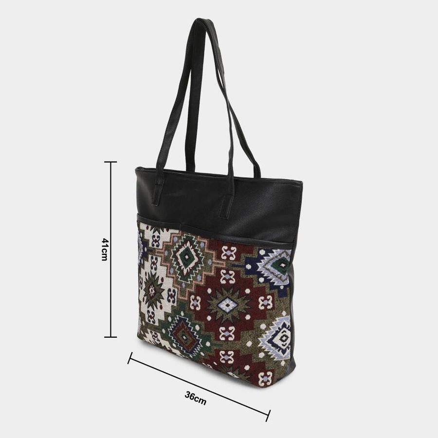 Women's Black Fabric Tote Bag, , large image number null