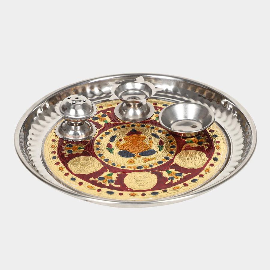 Steel Pooja Plate, , large image number null