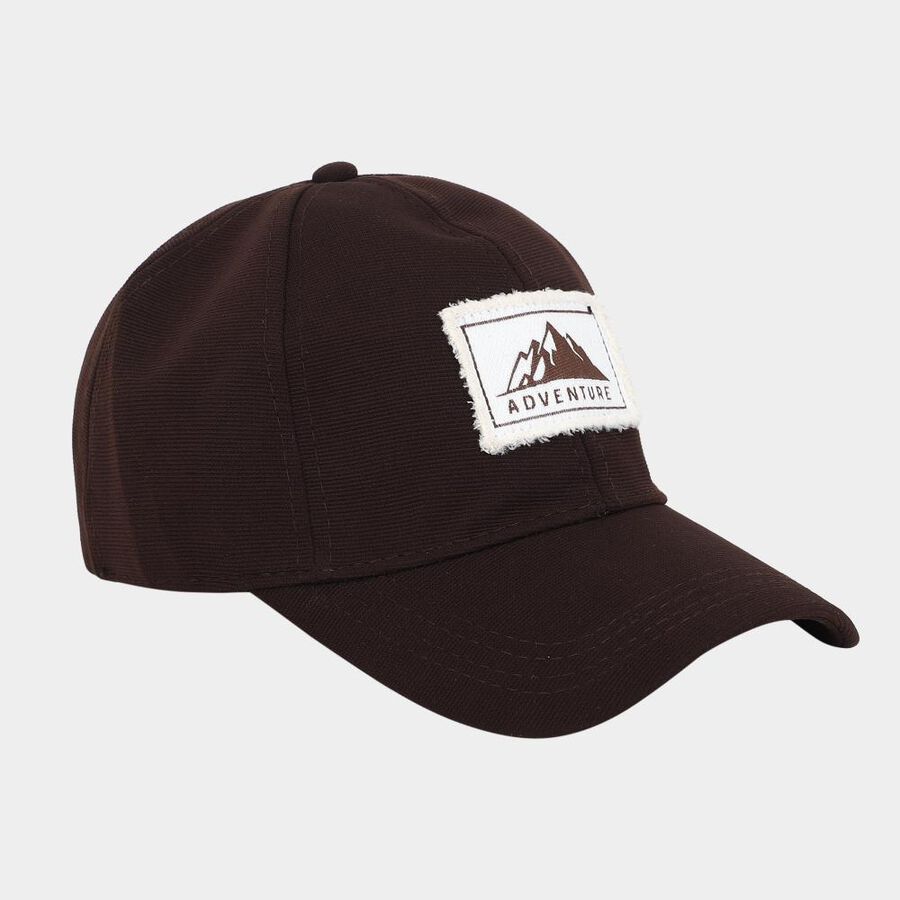 Men's Brown Fabric Cap, , large