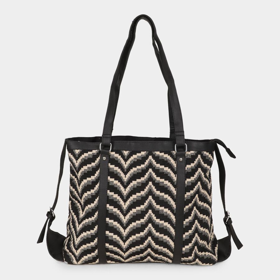 Women's Black Fabric Tote Bag, , large image number null