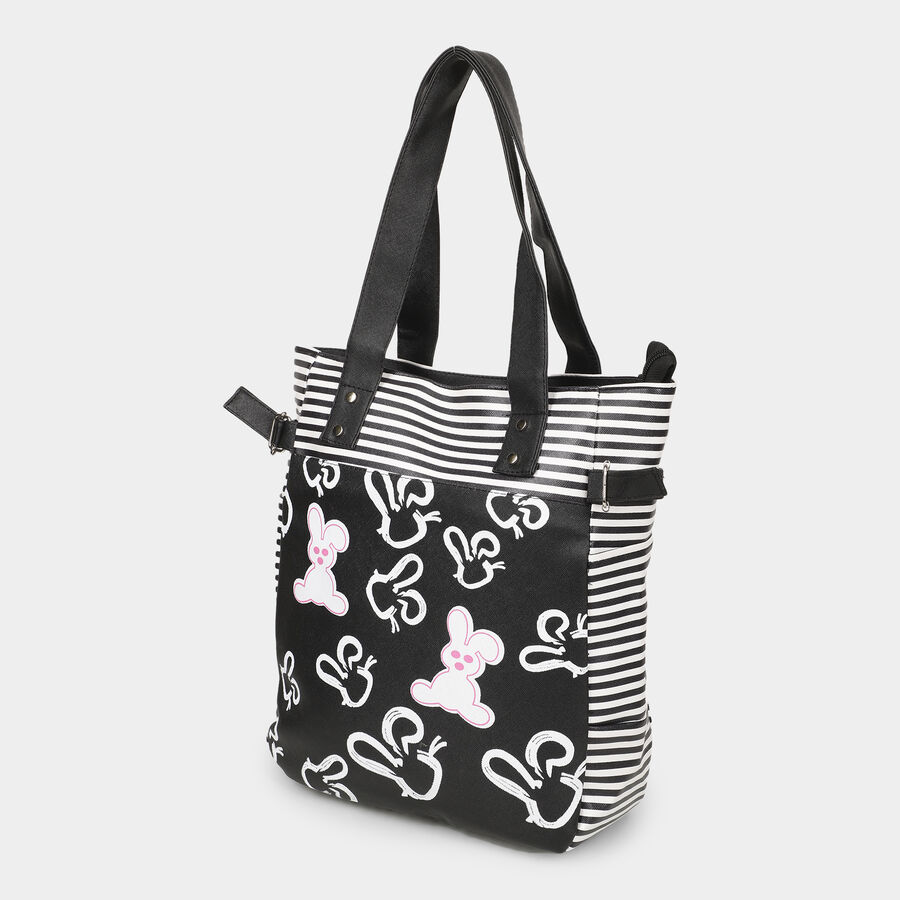 Black Printed Tote Bag, , large image number null