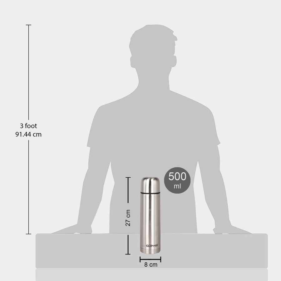 500 ml Stainless Steel Insulated Bottle | 24 Hours Hot and Cold Water Bottle, , large image number null