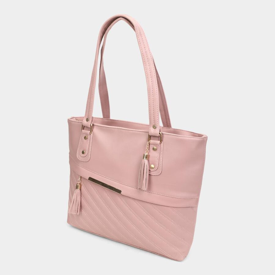 Women's Pink Polyurethane Tote Bag, , large image number null