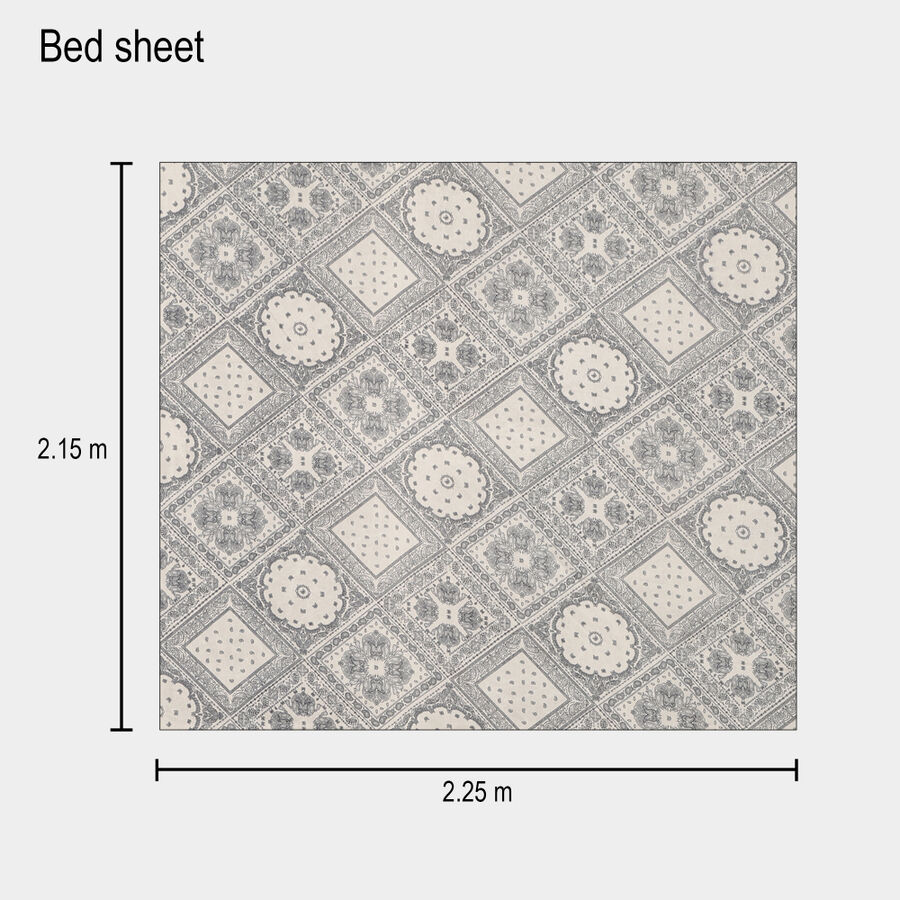 Grey Geometric Printed Double Bedsheet, , large image number null