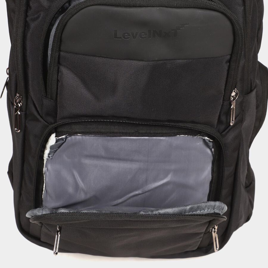 Black Polyester Backpack with Laptop Compartment and USB Port, , large image number null