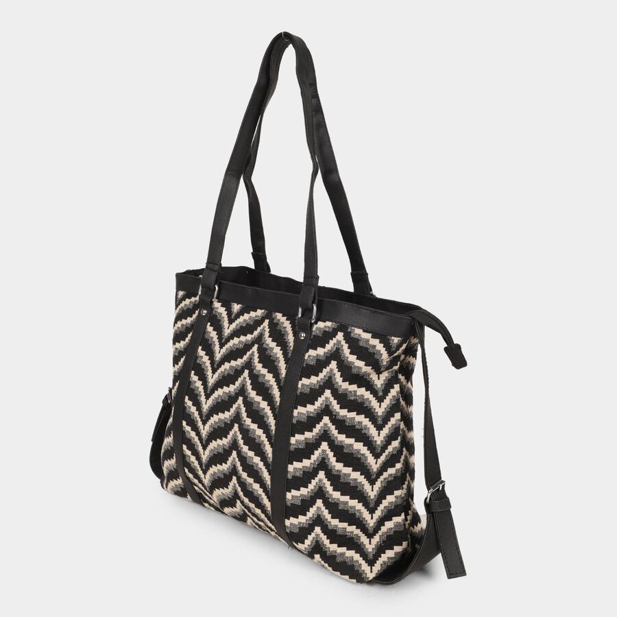 Women's Black Fabric Tote Bag, , large image number null