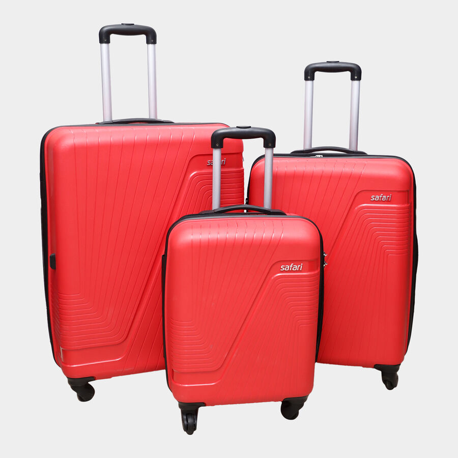 4-Wheel Red Polypropylene Hard Case Trolley, Small + Medium + Large, , large image number null