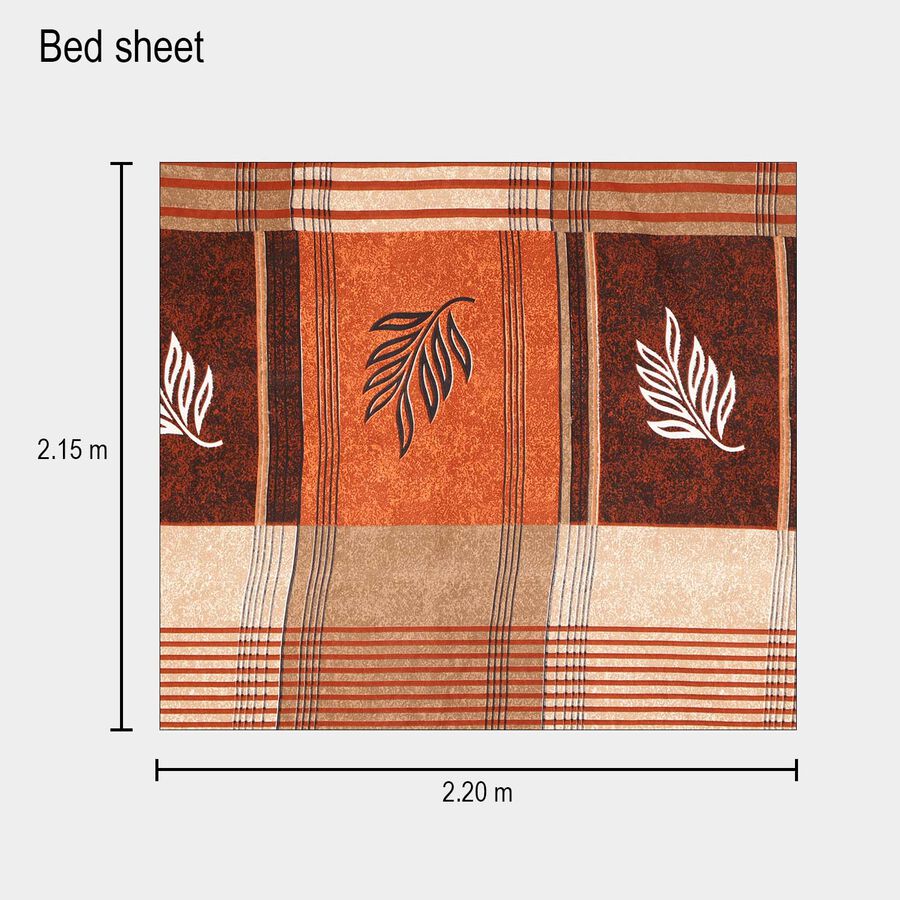 Brown Microfiber Double Bedsheet with Pillow Cover, , large