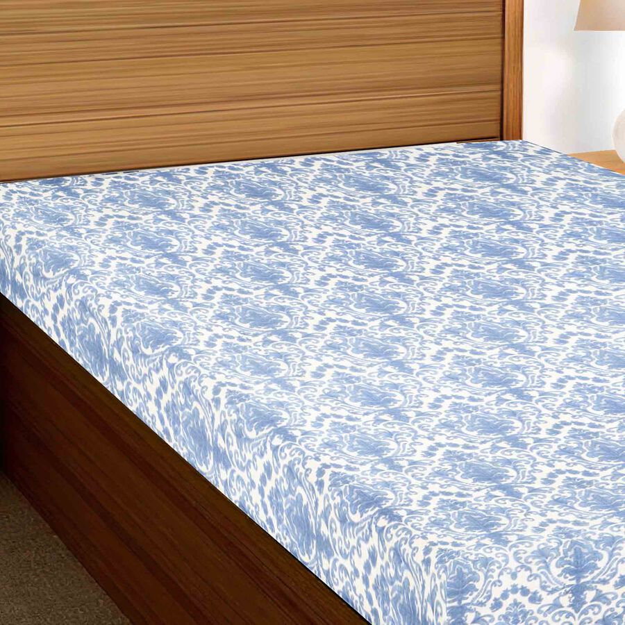 Blue Cotton Blend Single Bedsheet, , large image number null