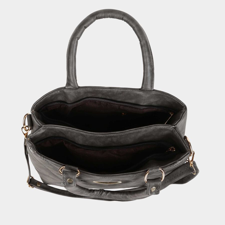Grey Polyurethane Baguette Bag, , large image number null