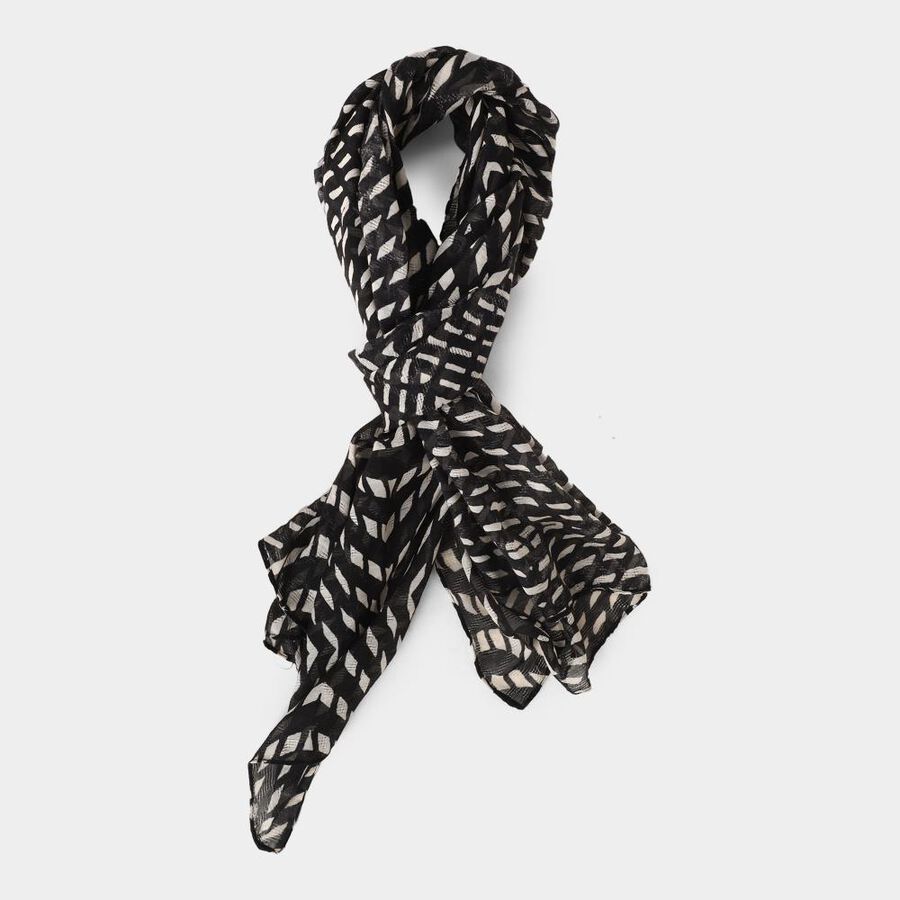 Women's Black Viscose Scarf, , large image number null