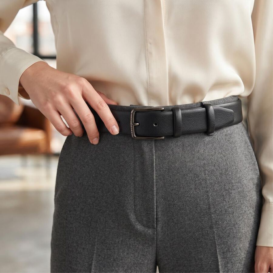 Men's Black PU Belt, , large