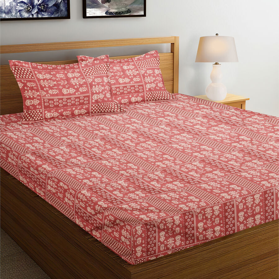 120 GSM Red Polyester Double Bedsheet, , large image number null