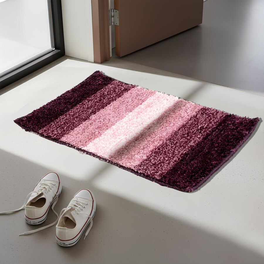 Anti-Skid Purple Polyester Door Mat Set of 2, , large