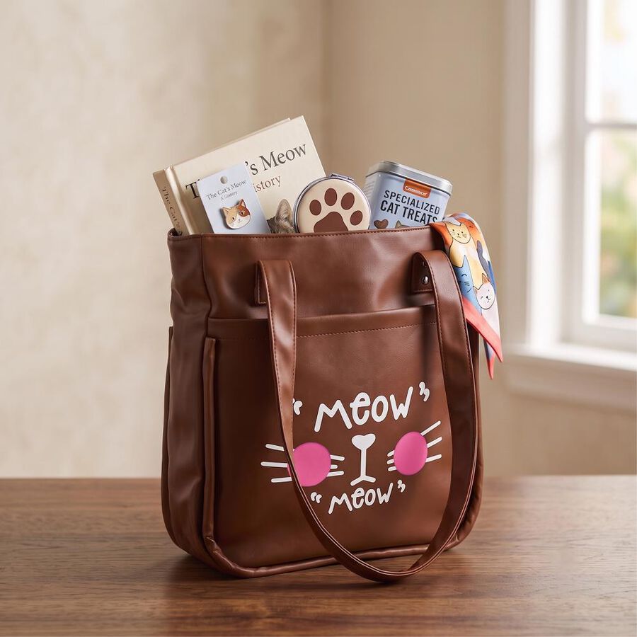 Tan PU Shopping Bag, , large