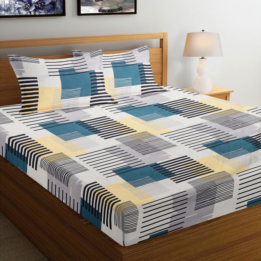120 GSM Blue Microfiber Double Bedsheet, , large image number null