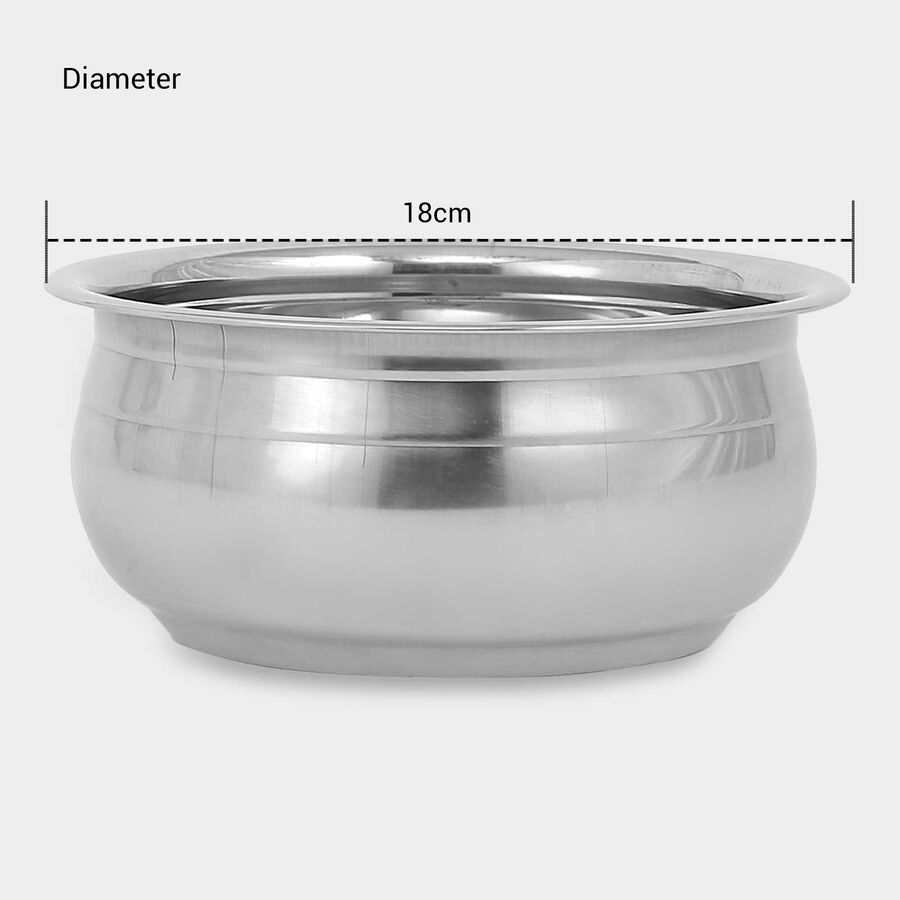 स्टेनलेस स्टील हांडी - 18cm (1200ml), , large image number null