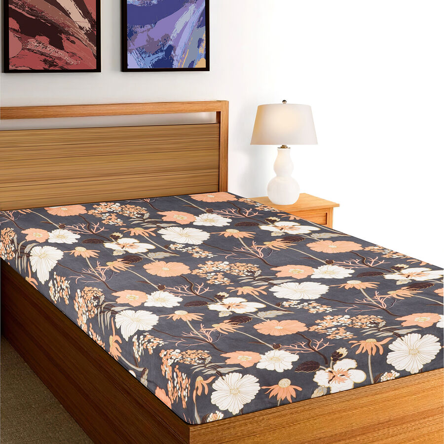 Grey Microfiber Single Bedsheet, , large image number null