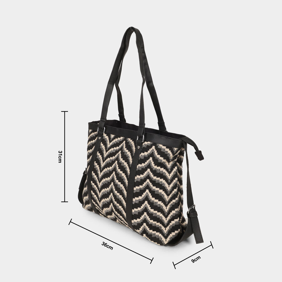 Women's Black Fabric Tote Bag, , large image number null