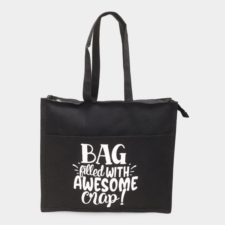 Women's Black Canvas Tote Bag, , large image number null