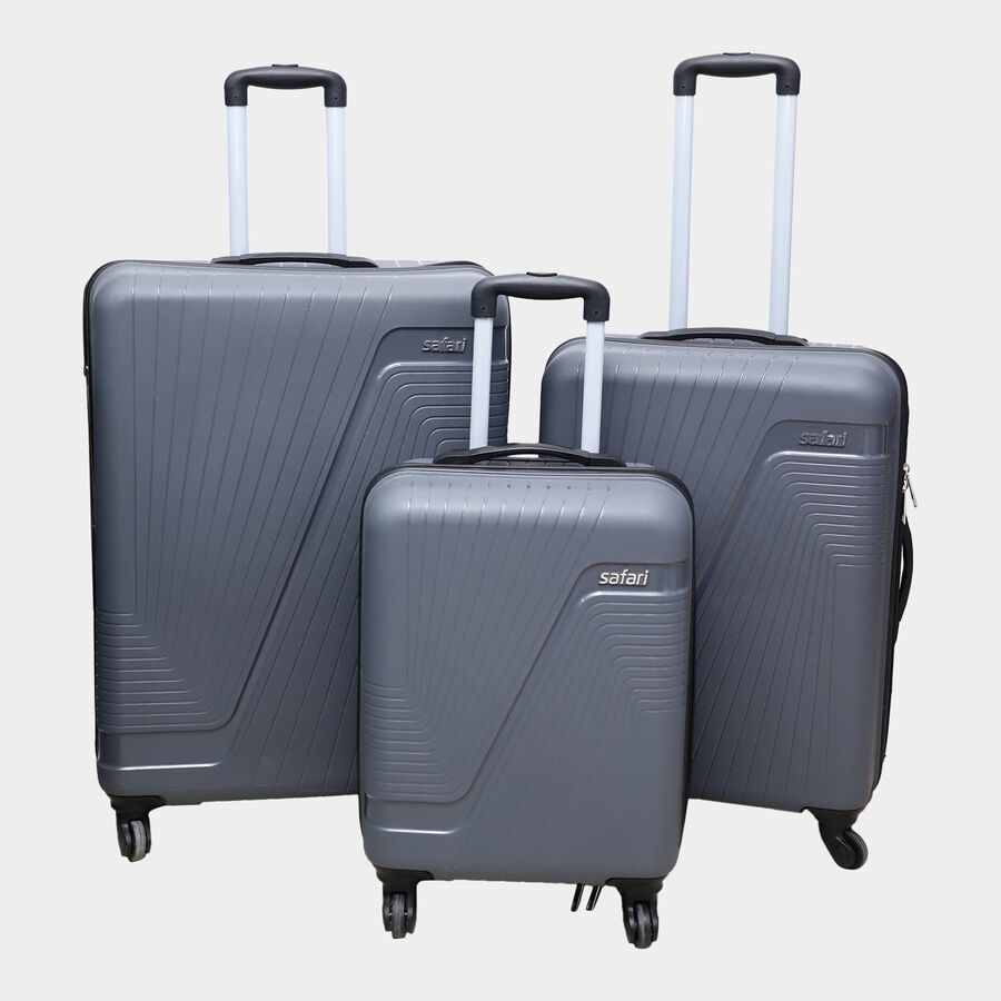 4-Wheel Grey Polypropylene Hard Case Trolley, Small + Medium + Large, , large image number null