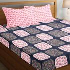 Blue Microfiber Double Bedsheet with Pillow Cover, , small