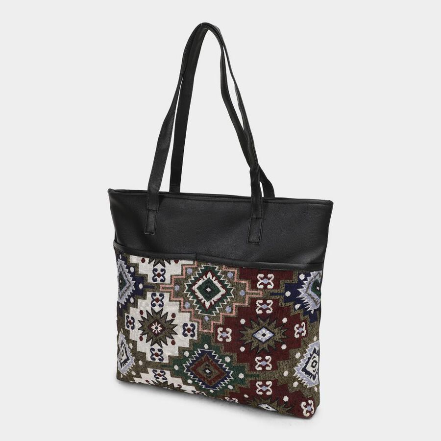 Women's Black Fabric Tote Bag, , large image number null