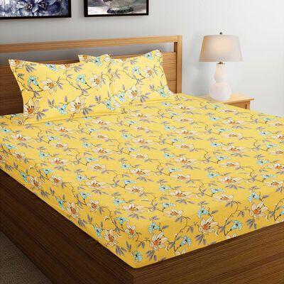120 GSM Yellow Polycotton Double Bedsheet