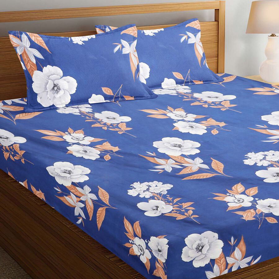 110 GSM Microfiber Double Bedsheet with 2 Pillow Covers, , large image number null