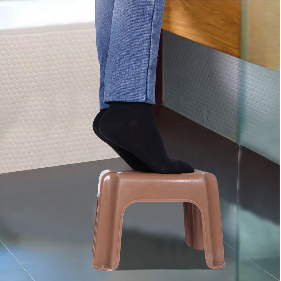 Brown Plastic Bath Stool, , large image number null